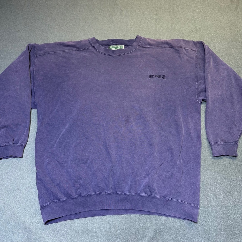 Levi Strauss Sweatshirt Mens XL Purple Vintage Made in USA Crewneck Faded Logo